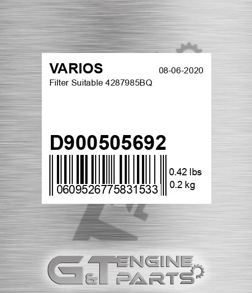 D900505692 Filter Suitable 4287985bq