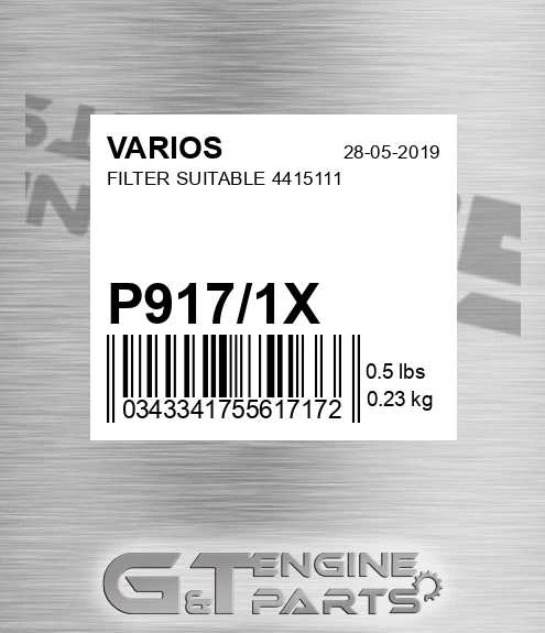P917/1X Filter Suitable 4415111