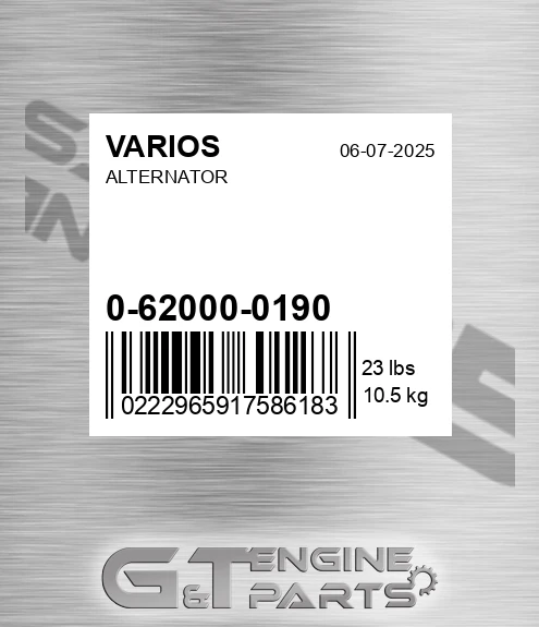 0-62000-0190 Alternator