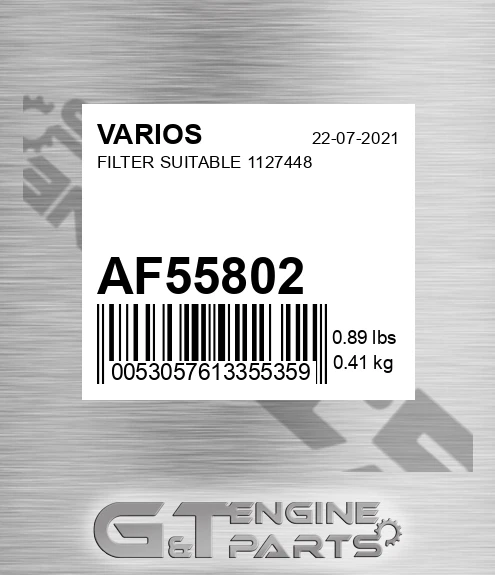 AF55802 VARIOS Filter Suitable 1127448