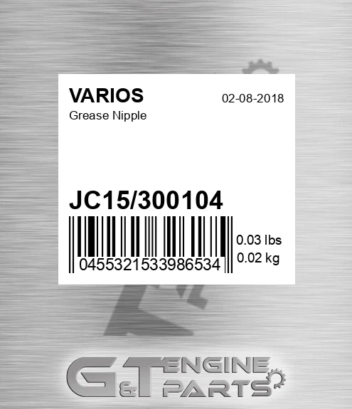 JC15/300104 Grease Nipple