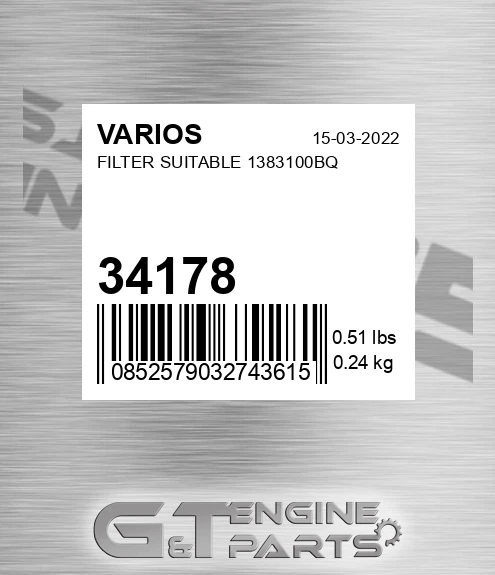 34178 Filter Suitable 1383100bq