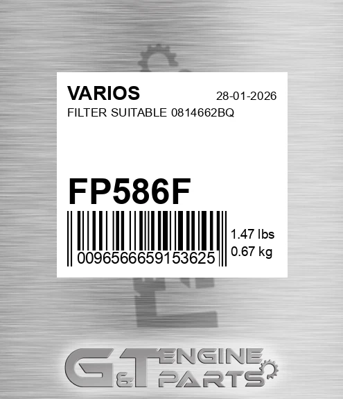 FP-586F Filter Suitable 0814662bq for VARIOS