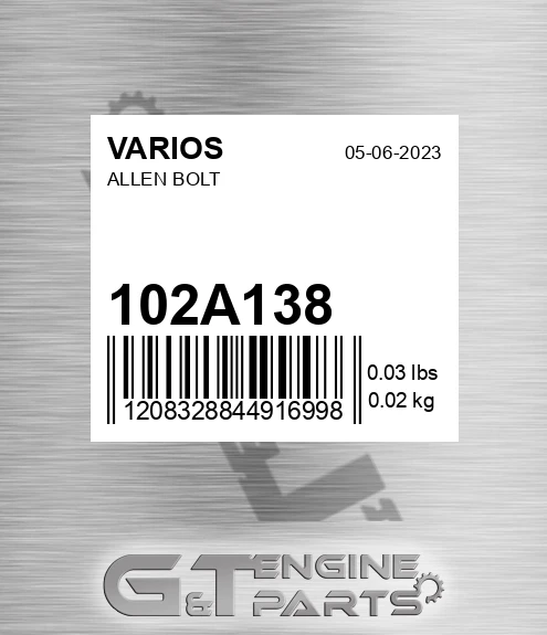102.A138 Allen Bolt for VARIOS