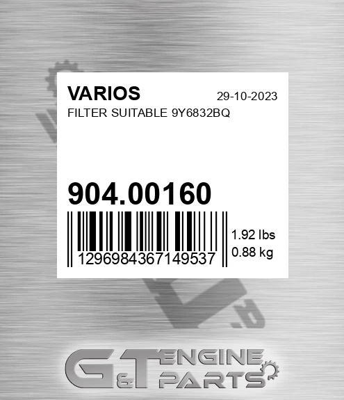904.00160 Filter Suitable 9y6832bq