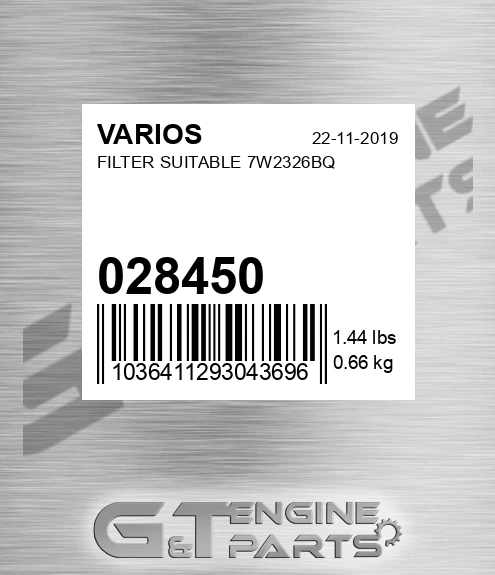 028.450 Filter Suitable 7w2326bq for VARIOS