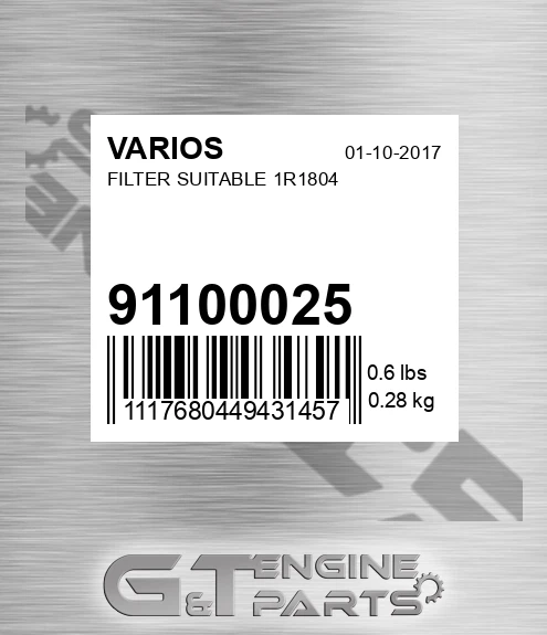 911.00025 Filter Suitable 1r1804