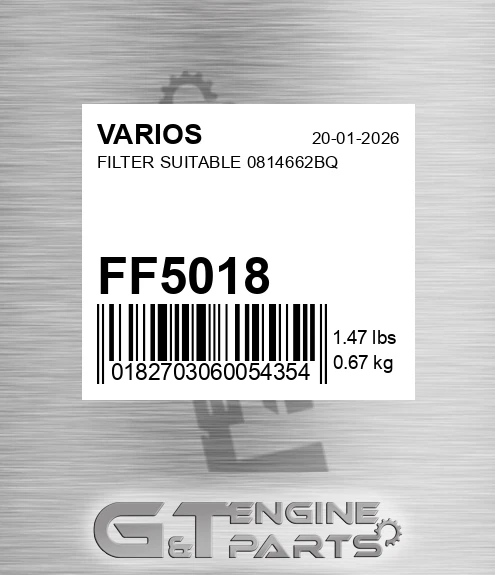 FF5018 VARIOS Filter Suitable 0814662bq