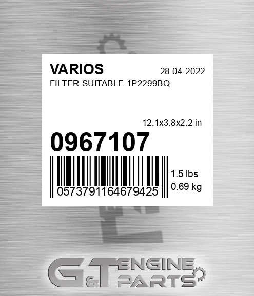 096.7107 Filter Suitable 1p2299bq for VARIOS