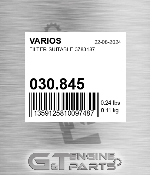 030.845 Filter Suitable 3783187