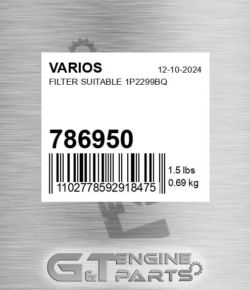 786950 Filter Suitable 1p2299bq