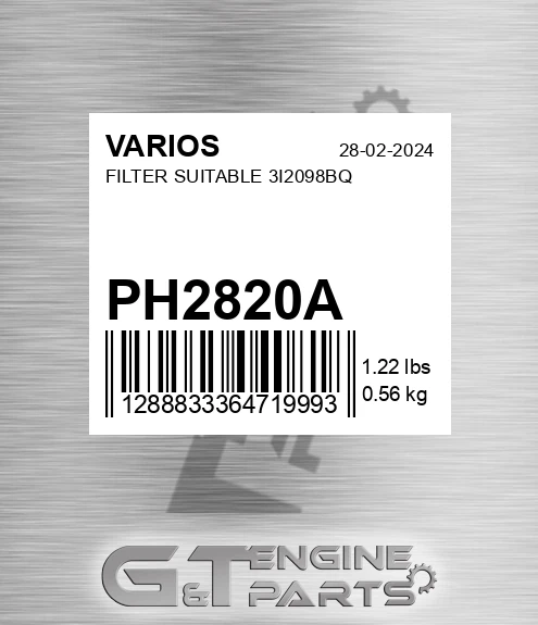 PH2820A VARIOS Filter Suitable 3i2098bq