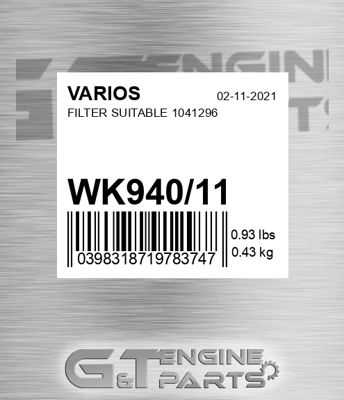 WK940/11 Filter Suitable 1041296 for VARIOS