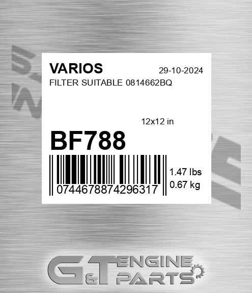 BF788 VARIOS Filter Suitable 0814662bq