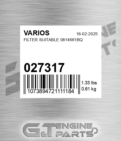 027.317 Filter Suitable 0814661bq