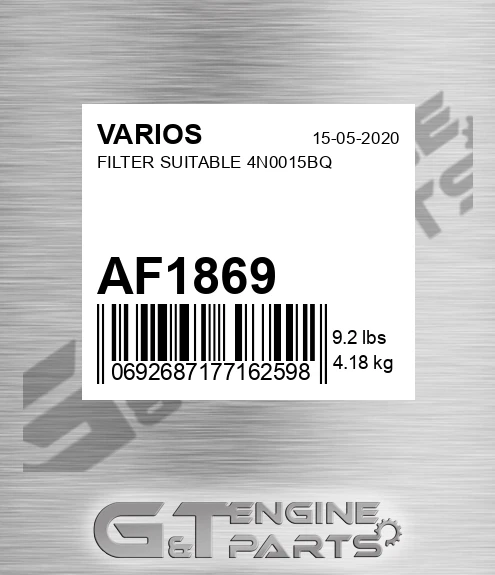 AF1869 Filter Suitable 4n0015bq