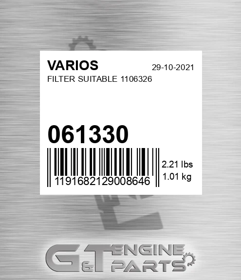 061.330 Filter Suitable 1106326 for VARIOS