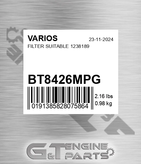 BT8426-MPG Filter Suitable 1238189