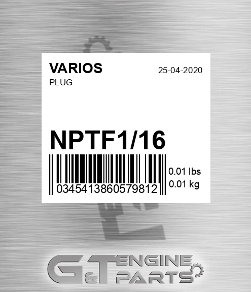 NPTF1/16 Plug