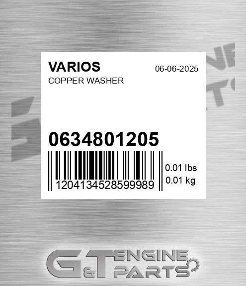 0634801205 Copper Washer