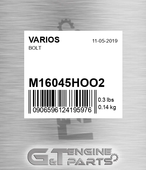 M16045HOO2 Bolt