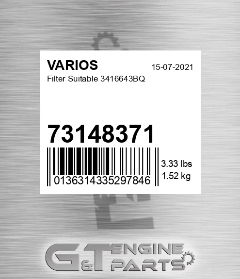 73148371 VARIOS Filter Suitable 3416643bq