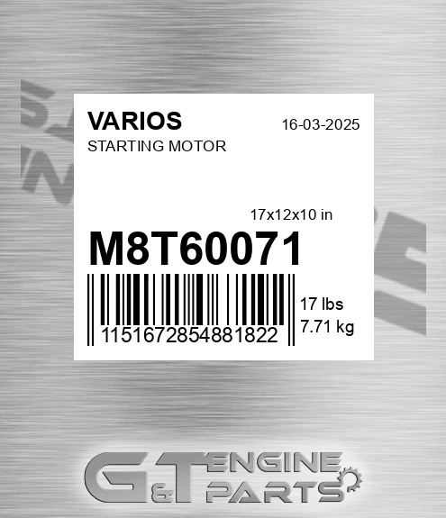 M8T60071+ Starting Motor for VARIOS