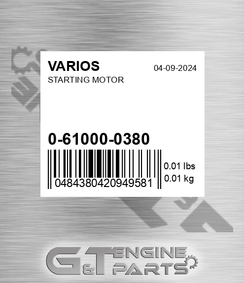 0-61000-0380 Starting Motor