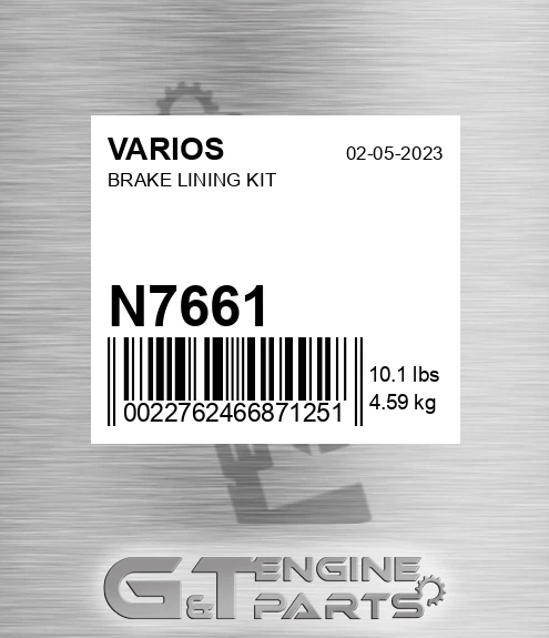 N7661 VARIOS Brake Lining Kit