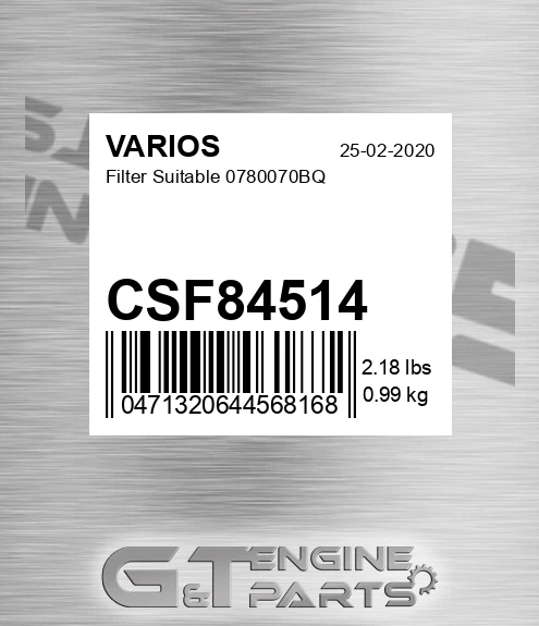CSF84514 Filter Suitable 0780070bq