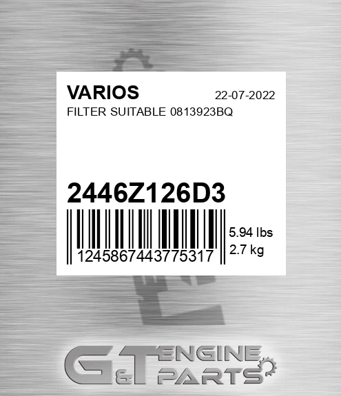 2446Z126D3 Filter Suitable 0813923bq for VARIOS