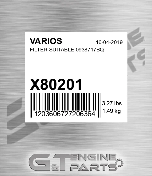 X80201 Filter Suitable 0938717bq