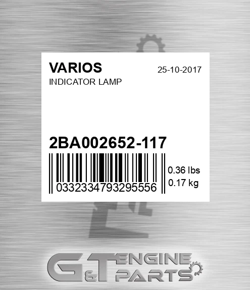 2BA 002 652-117 Indicator Lamp