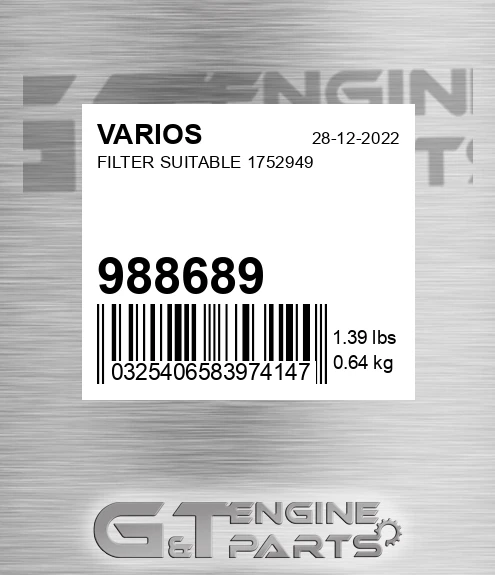 988689 Filter Suitable 1752949