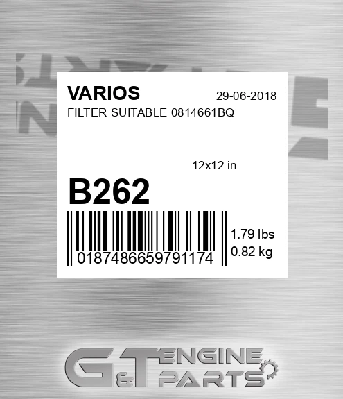 B262 Filter Suitable 0814661bq