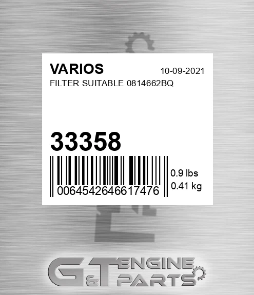 33358 Filter Suitable 0814662bq