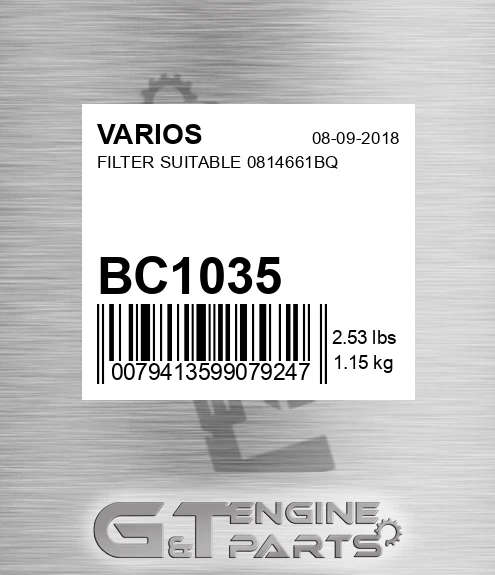 BC1035 Filter Suitable 0814661bq
