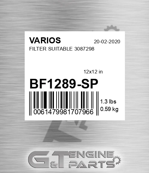 BF1289-SP Filter Suitable 3087298