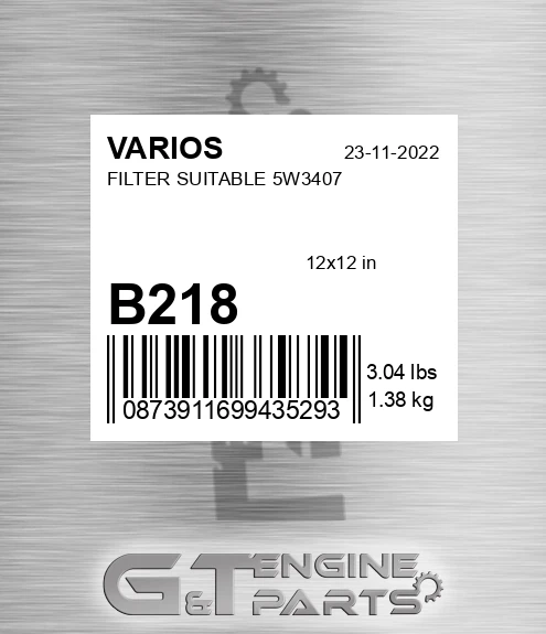 B218 VARIOS Filter Suitable 5w3407