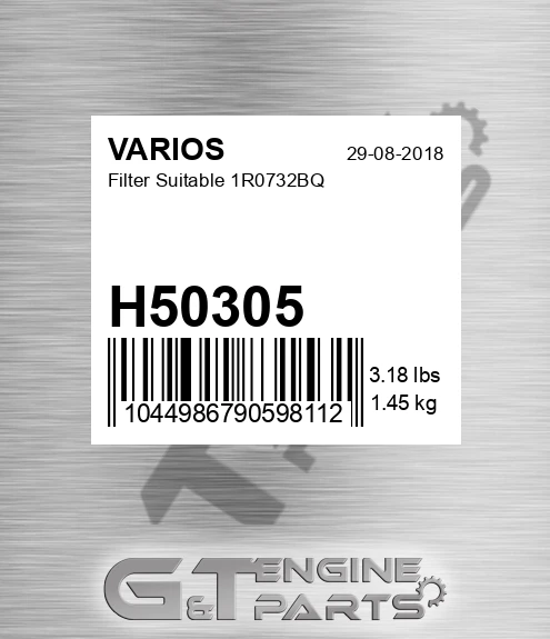 H50305 Filter Suitable 1r0732bq