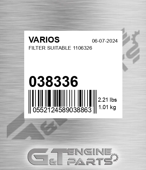 038.336 Filter Suitable 1106326 for VARIOS