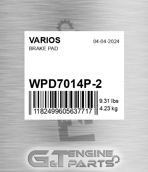 WPD7014P-2 Brake Pad
