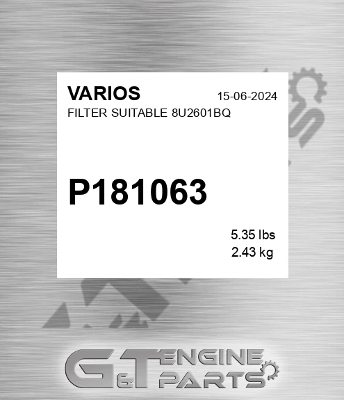 P181063 Filter Suitable 8u2601bq