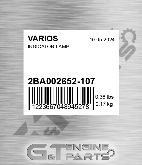 2BA 002 652-107 Indicator Lamp