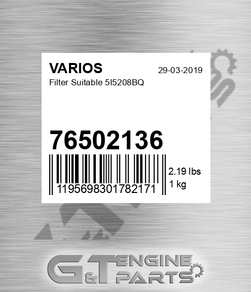 76502136 Filter Suitable 5i5208bq