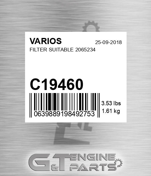 C19460 VARIOS Filter Suitable 2065234