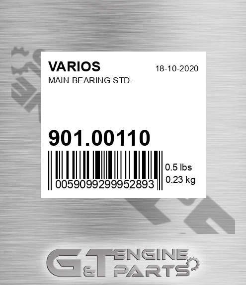 901.00110 Main Bearing Std.