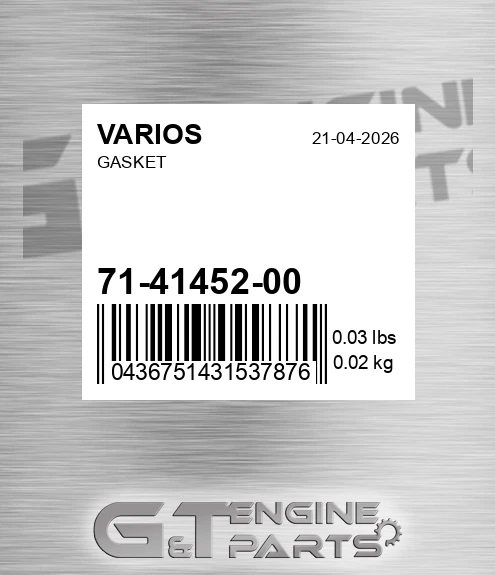 71-41452-00 Gasket