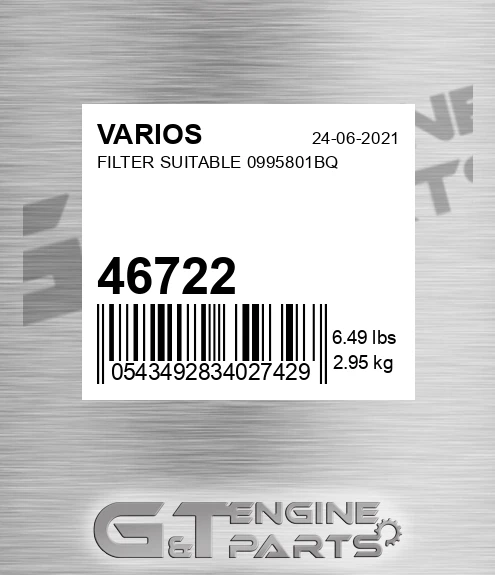 46722 Filter Suitable 0995801bq