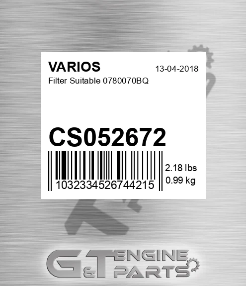 CS052672 Filter Suitable 0780070bq